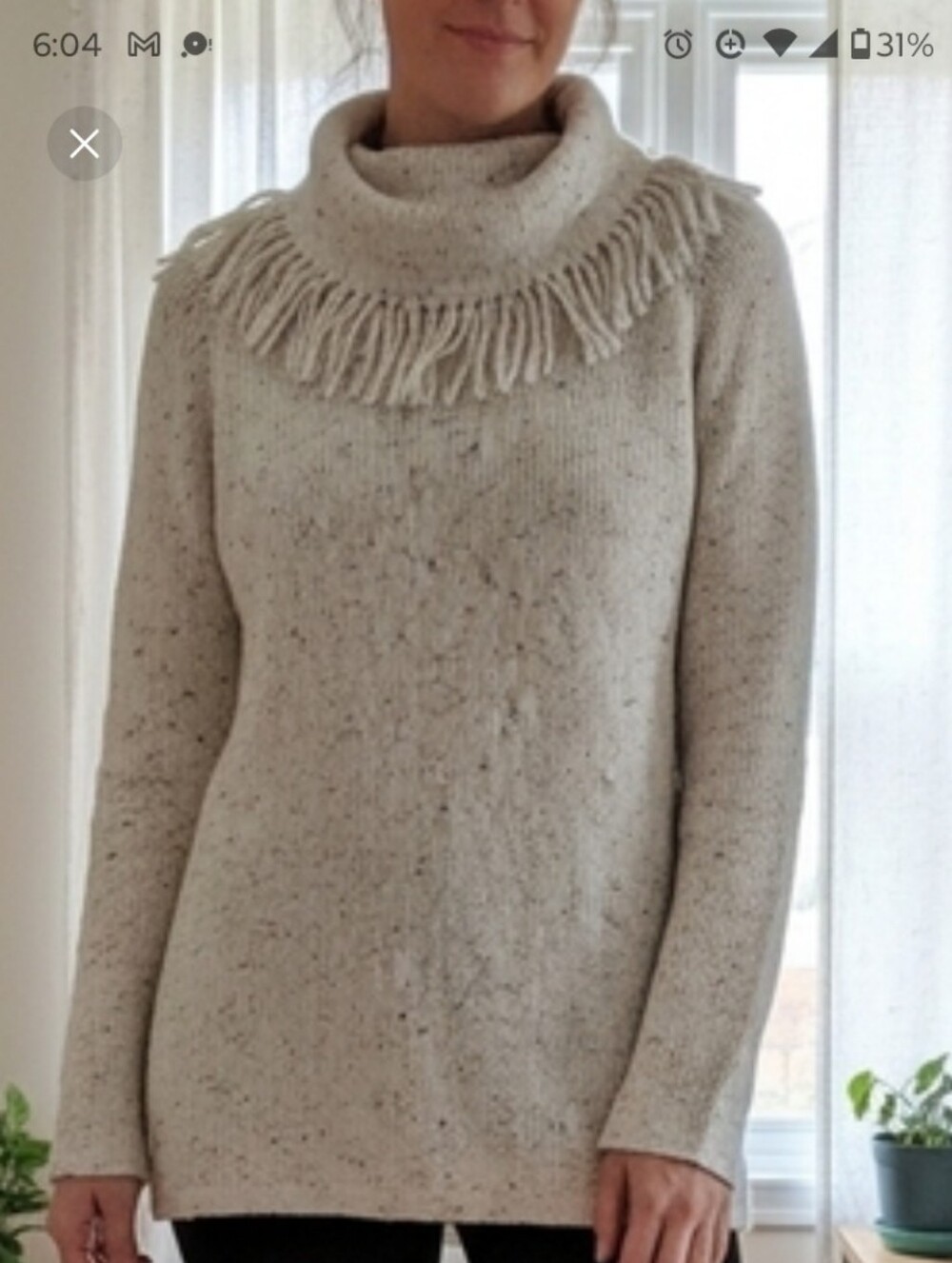 Pappagalo Women's Cream Sweater with Fringe Detail Size M